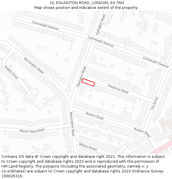 10, EGLINGTON ROAD, LONDON, E4 7AN: Location map and indicative extent of plot