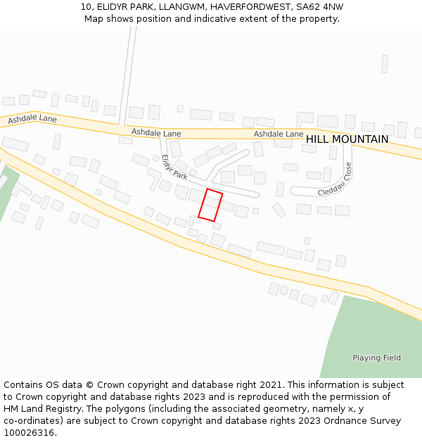 10, ELIDYR PARK, LLANGWM, HAVERFORDWEST, SA62 4NW: Location map and indicative extent of plot