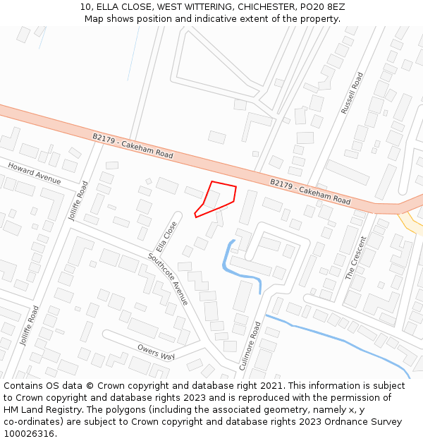 10, ELLA CLOSE, WEST WITTERING, CHICHESTER, PO20 8EZ: Location map and indicative extent of plot