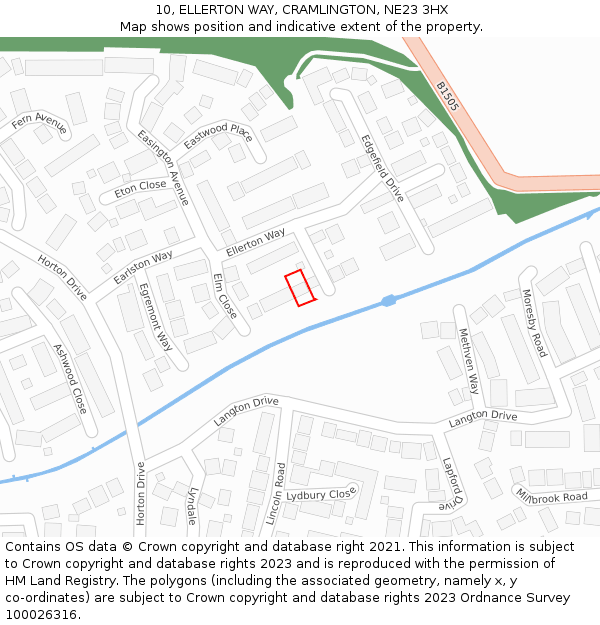 10, ELLERTON WAY, CRAMLINGTON, NE23 3HX: Location map and indicative extent of plot