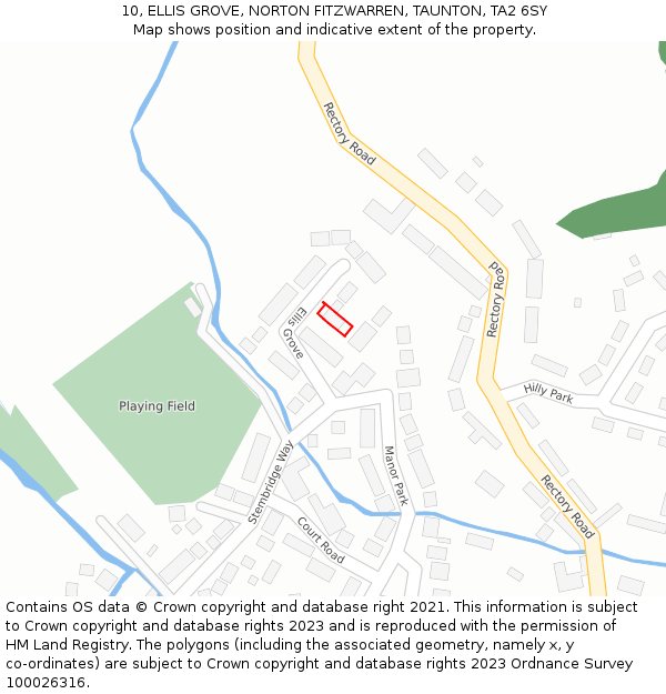 10, ELLIS GROVE, NORTON FITZWARREN, TAUNTON, TA2 6SY: Location map and indicative extent of plot