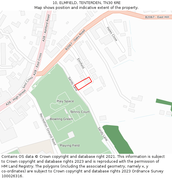 10, ELMFIELD, TENTERDEN, TN30 6RE: Location map and indicative extent of plot