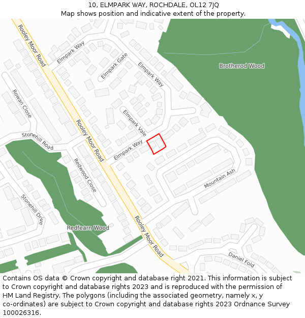 10, ELMPARK WAY, ROCHDALE, OL12 7JQ: Location map and indicative extent of plot