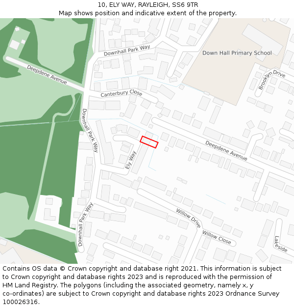 10, ELY WAY, RAYLEIGH, SS6 9TR: Location map and indicative extent of plot