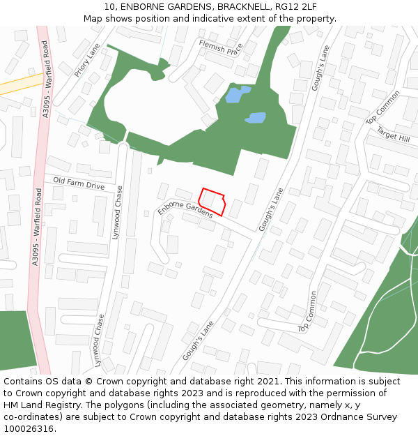 10, ENBORNE GARDENS, BRACKNELL, RG12 2LF: Location map and indicative extent of plot