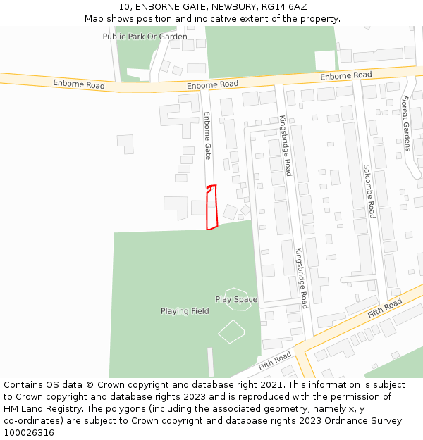 10, ENBORNE GATE, NEWBURY, RG14 6AZ: Location map and indicative extent of plot