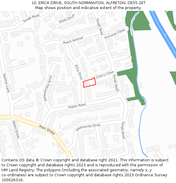 10, ERICA DRIVE, SOUTH NORMANTON, ALFRETON, DE55 2ET: Location map and indicative extent of plot