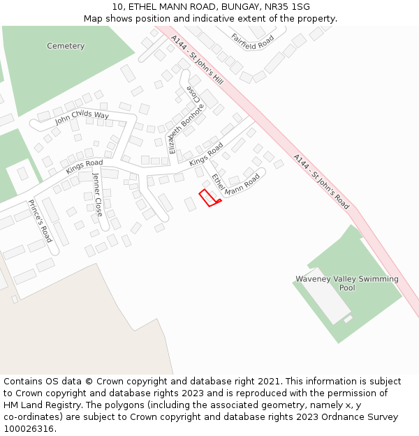 10, ETHEL MANN ROAD, BUNGAY, NR35 1SG: Location map and indicative extent of plot