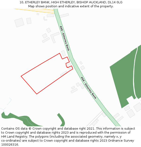 10, ETHERLEY BANK, HIGH ETHERLEY, BISHOP AUCKLAND, DL14 0LG: Location map and indicative extent of plot