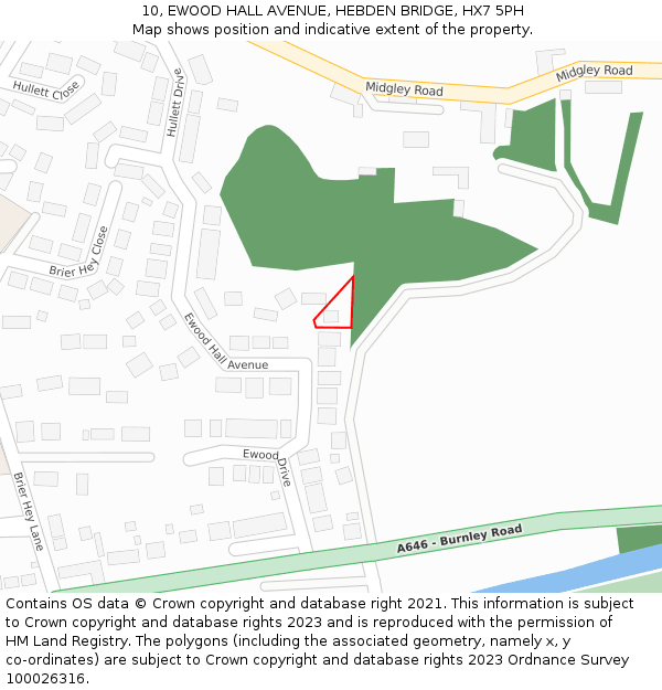10, EWOOD HALL AVENUE, HEBDEN BRIDGE, HX7 5PH: Location map and indicative extent of plot