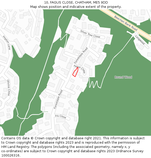 10, FAGUS CLOSE, CHATHAM, ME5 9DD: Location map and indicative extent of plot