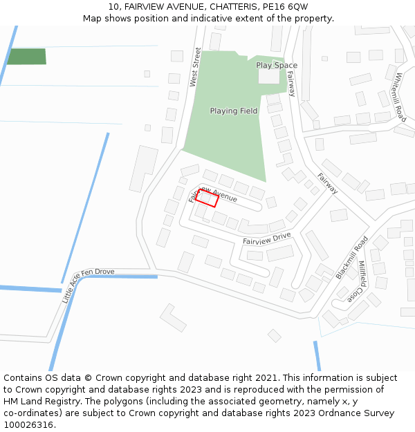 10, FAIRVIEW AVENUE, CHATTERIS, PE16 6QW: Location map and indicative extent of plot