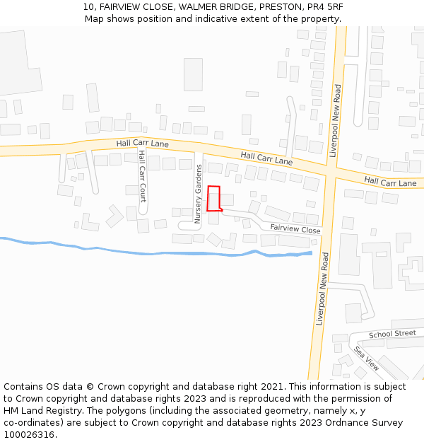 10, FAIRVIEW CLOSE, WALMER BRIDGE, PRESTON, PR4 5RF: Location map and indicative extent of plot