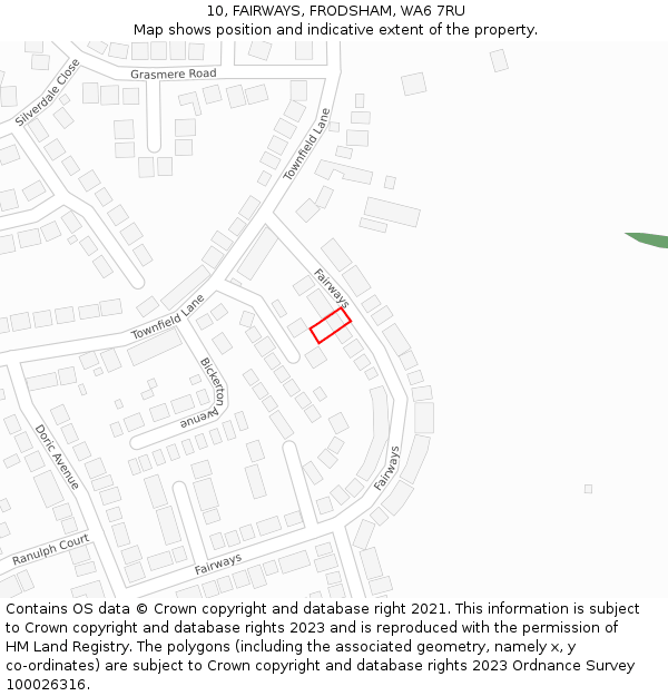 10, FAIRWAYS, FRODSHAM, WA6 7RU: Location map and indicative extent of plot