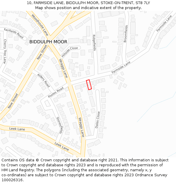 10, FARMSIDE LANE, BIDDULPH MOOR, STOKE-ON-TRENT, ST8 7LY: Location map and indicative extent of plot