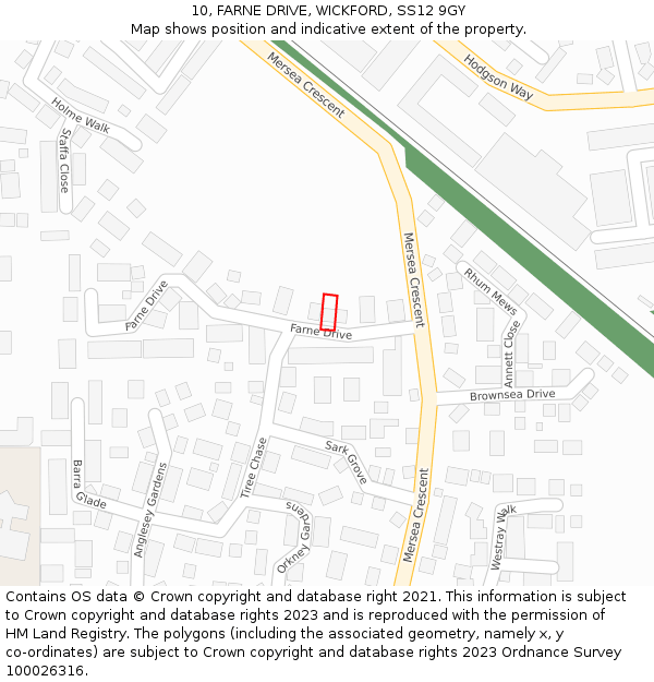 10, FARNE DRIVE, WICKFORD, SS12 9GY: Location map and indicative extent of plot