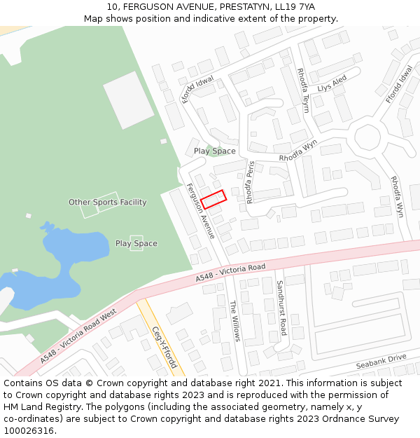 10, FERGUSON AVENUE, PRESTATYN, LL19 7YA: Location map and indicative extent of plot