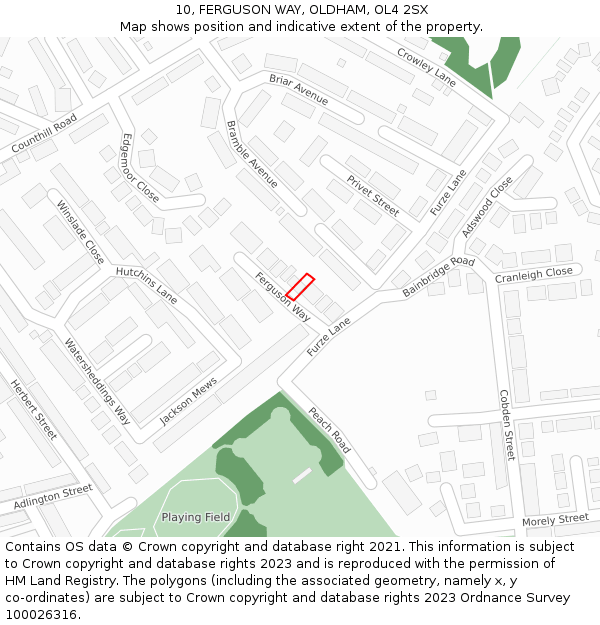 10, FERGUSON WAY, OLDHAM, OL4 2SX: Location map and indicative extent of plot