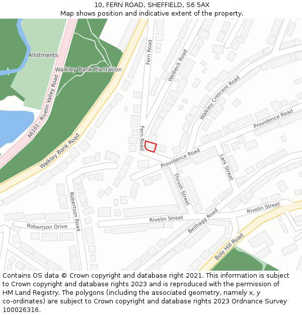 10, FERN ROAD, SHEFFIELD, S6 5AX: Location map and indicative extent of plot