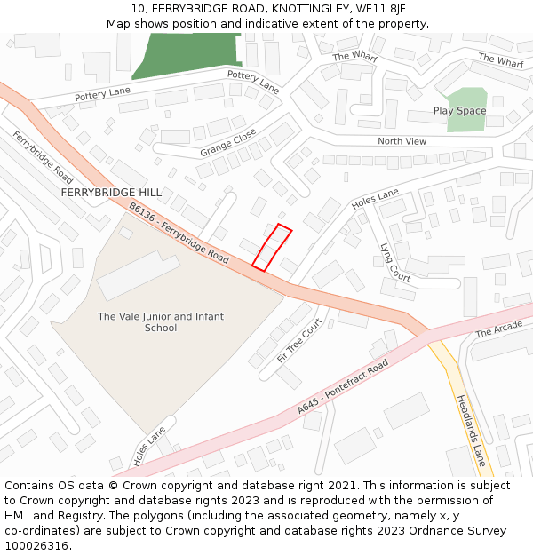 10, FERRYBRIDGE ROAD, KNOTTINGLEY, WF11 8JF: Location map and indicative extent of plot