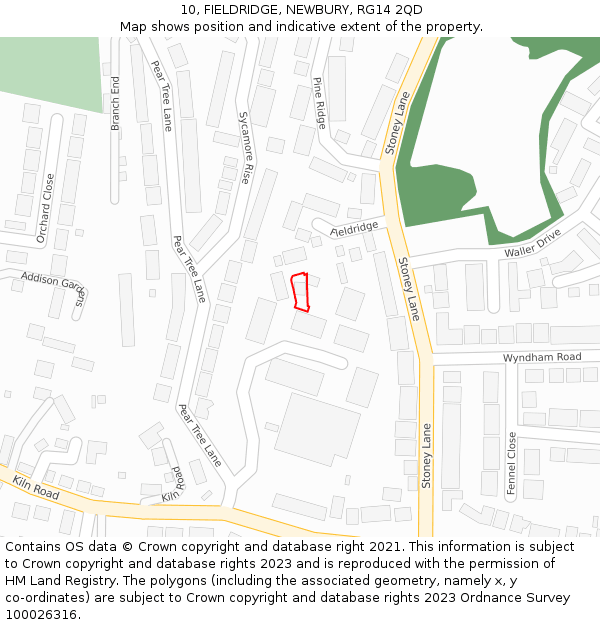 10, FIELDRIDGE, NEWBURY, RG14 2QD: Location map and indicative extent of plot