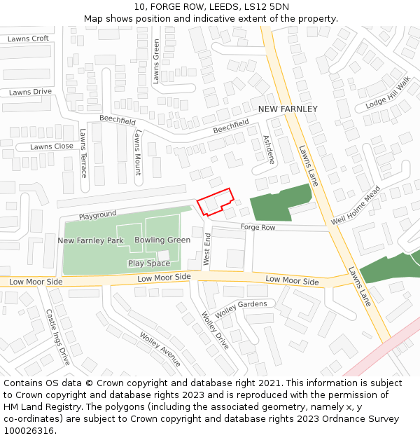 10, FORGE ROW, LEEDS, LS12 5DN: Location map and indicative extent of plot