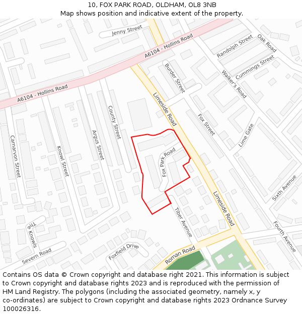 10, FOX PARK ROAD, OLDHAM, OL8 3NB: Location map and indicative extent of plot