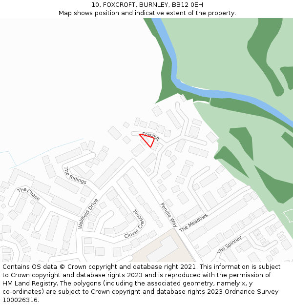 10, FOXCROFT, BURNLEY, BB12 0EH: Location map and indicative extent of plot
