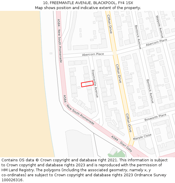 10, FREEMANTLE AVENUE, BLACKPOOL, FY4 1SX: Location map and indicative extent of plot