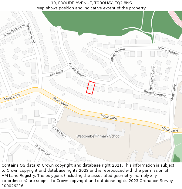 10, FROUDE AVENUE, TORQUAY, TQ2 8NS: Location map and indicative extent of plot