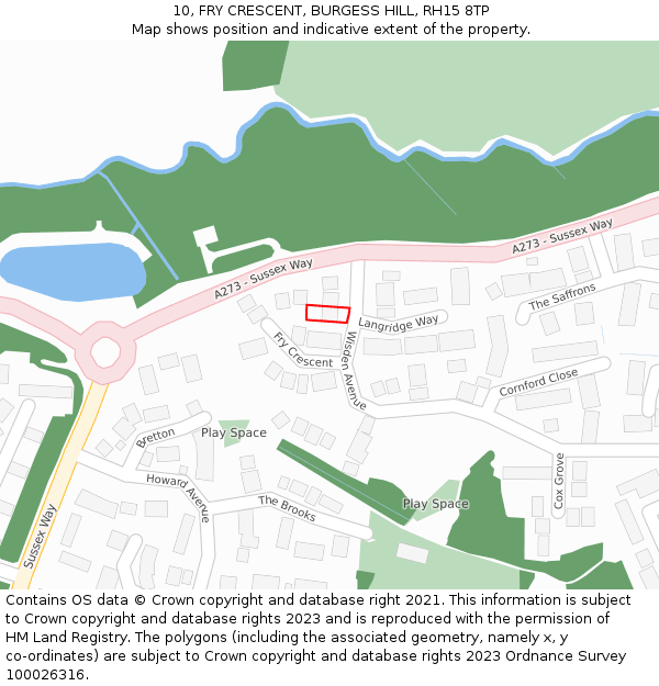 10, FRY CRESCENT, BURGESS HILL, RH15 8TP: Location map and indicative extent of plot