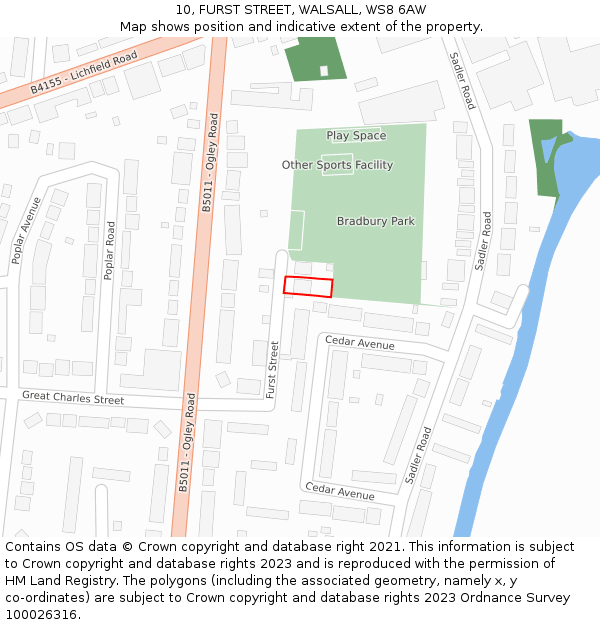 10, FURST STREET, WALSALL, WS8 6AW: Location map and indicative extent of plot