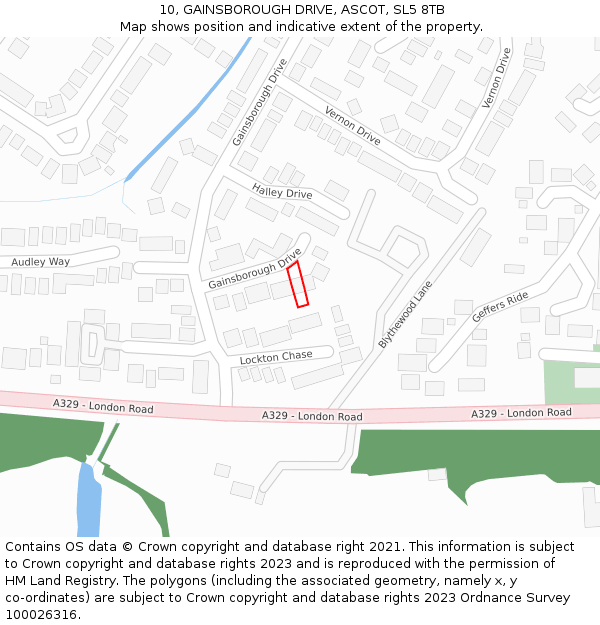 10, GAINSBOROUGH DRIVE, ASCOT, SL5 8TB: Location map and indicative extent of plot