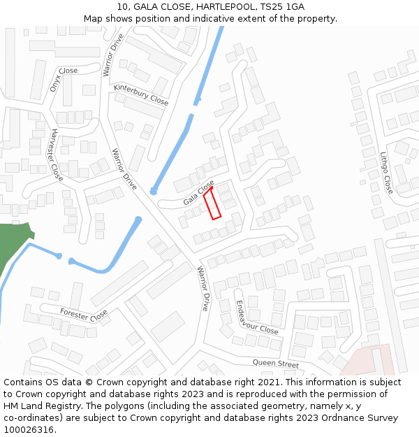 10, GALA CLOSE, HARTLEPOOL, TS25 1GA: Location map and indicative extent of plot