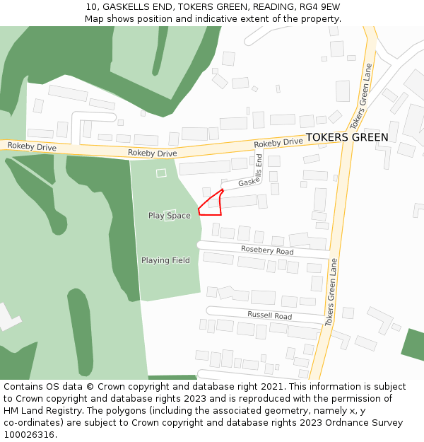 10, GASKELLS END, TOKERS GREEN, READING, RG4 9EW: Location map and indicative extent of plot