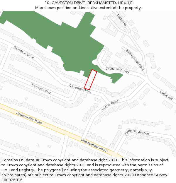 10, GAVESTON DRIVE, BERKHAMSTED, HP4 1JE: Location map and indicative extent of plot