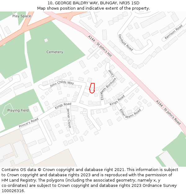 10, GEORGE BALDRY WAY, BUNGAY, NR35 1SD: Location map and indicative extent of plot