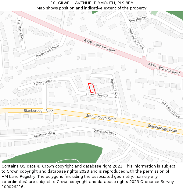10, GILWELL AVENUE, PLYMOUTH, PL9 8PA: Location map and indicative extent of plot