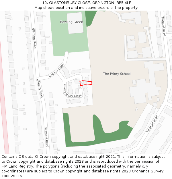 10, GLASTONBURY CLOSE, ORPINGTON, BR5 4LF: Location map and indicative extent of plot