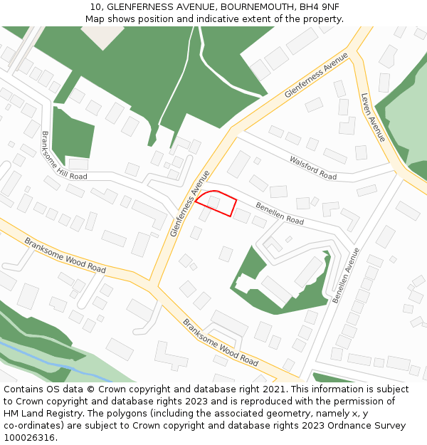 10, GLENFERNESS AVENUE, BOURNEMOUTH, BH4 9NF: Location map and indicative extent of plot