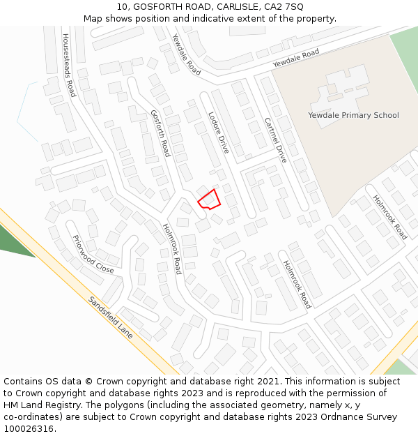 10, GOSFORTH ROAD, CARLISLE, CA2 7SQ: Location map and indicative extent of plot