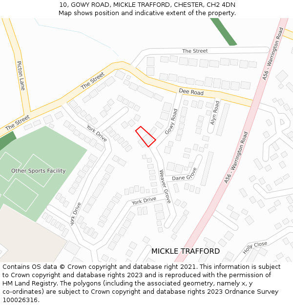 10, GOWY ROAD, MICKLE TRAFFORD, CHESTER, CH2 4DN: Location map and indicative extent of plot