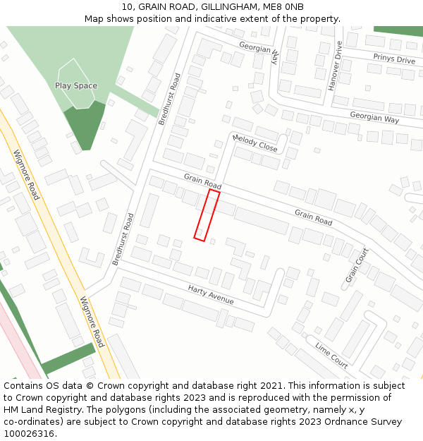 10, GRAIN ROAD, GILLINGHAM, ME8 0NB: Location map and indicative extent of plot