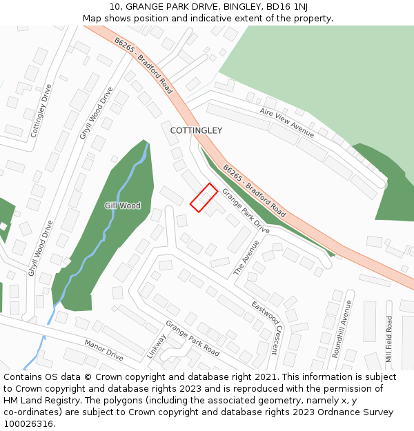 10, GRANGE PARK DRIVE, BINGLEY, BD16 1NJ: Location map and indicative extent of plot