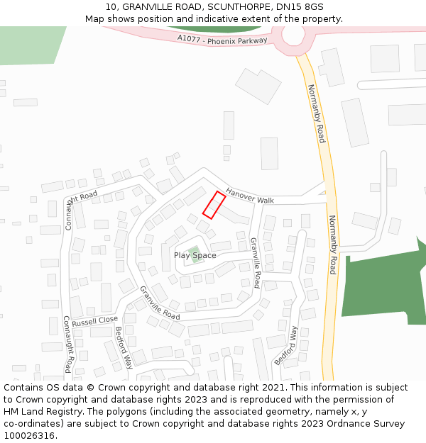 10, GRANVILLE ROAD, SCUNTHORPE, DN15 8GS: Location map and indicative extent of plot