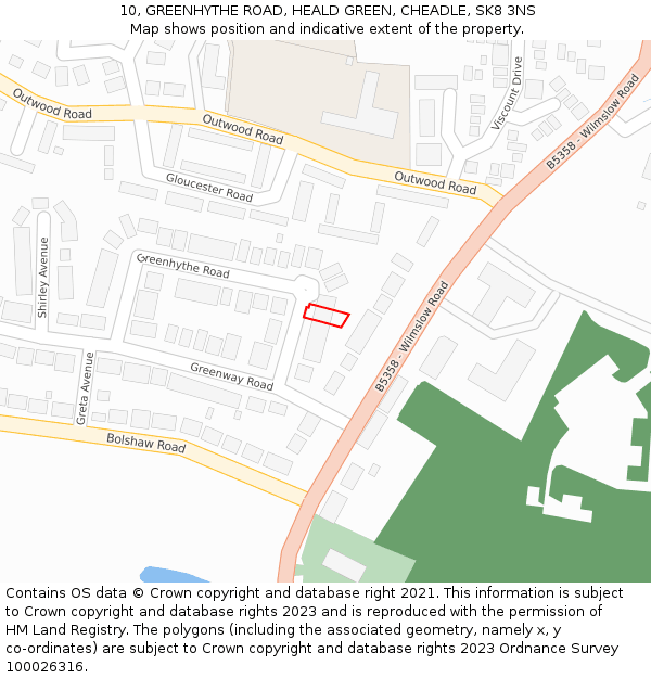 10, GREENHYTHE ROAD, HEALD GREEN, CHEADLE, SK8 3NS: Location map and indicative extent of plot