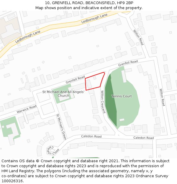 10, GRENFELL ROAD, BEACONSFIELD, HP9 2BP: Location map and indicative extent of plot