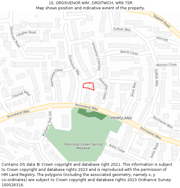 10, GROSVENOR WAY, DROITWICH, WR9 7SR: Location map and indicative extent of plot