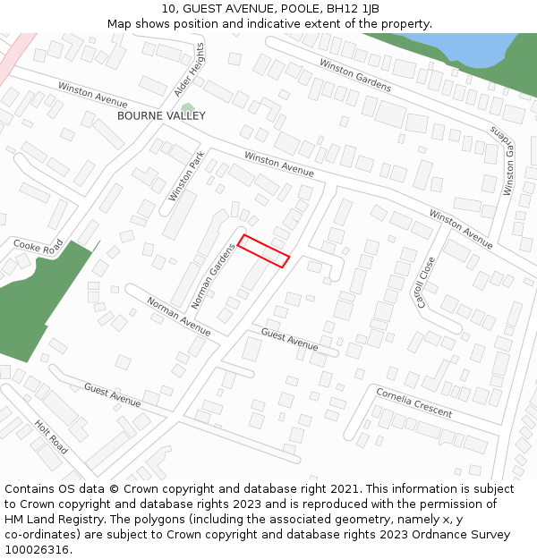 10, GUEST AVENUE, POOLE, BH12 1JB: Location map and indicative extent of plot