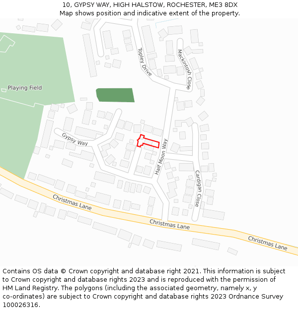 10, GYPSY WAY, HIGH HALSTOW, ROCHESTER, ME3 8DX: Location map and indicative extent of plot